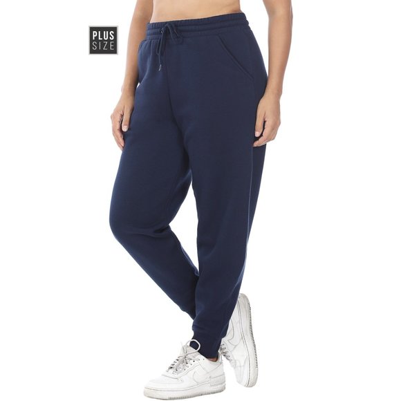 Plus Size Baggy Sweatpants with Pockets - Navy Blue Joggers - Picture 2 of 7